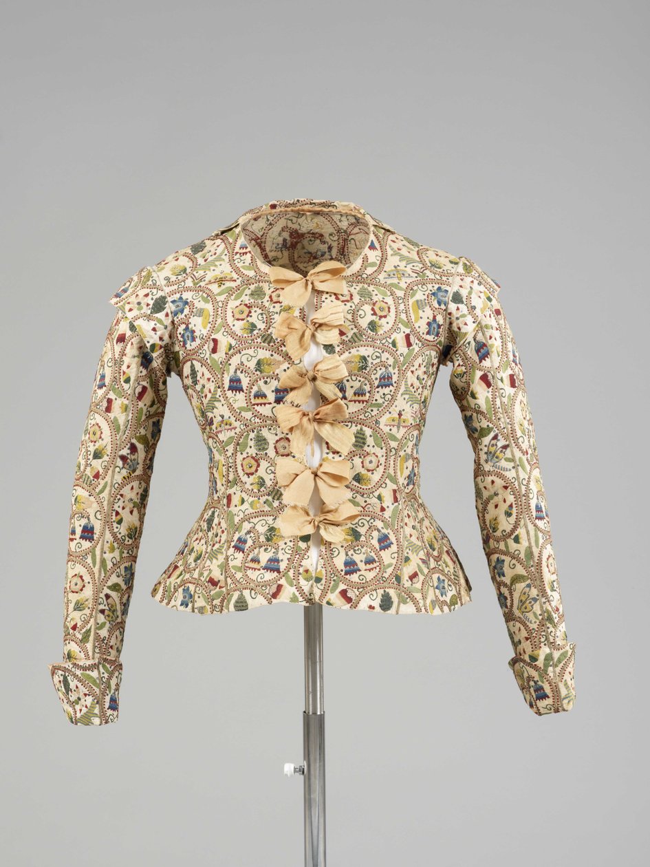 Veelkleurige zijden en met pailletten geborduurde damesvest, 1610s door Unbekannt Unbekannt