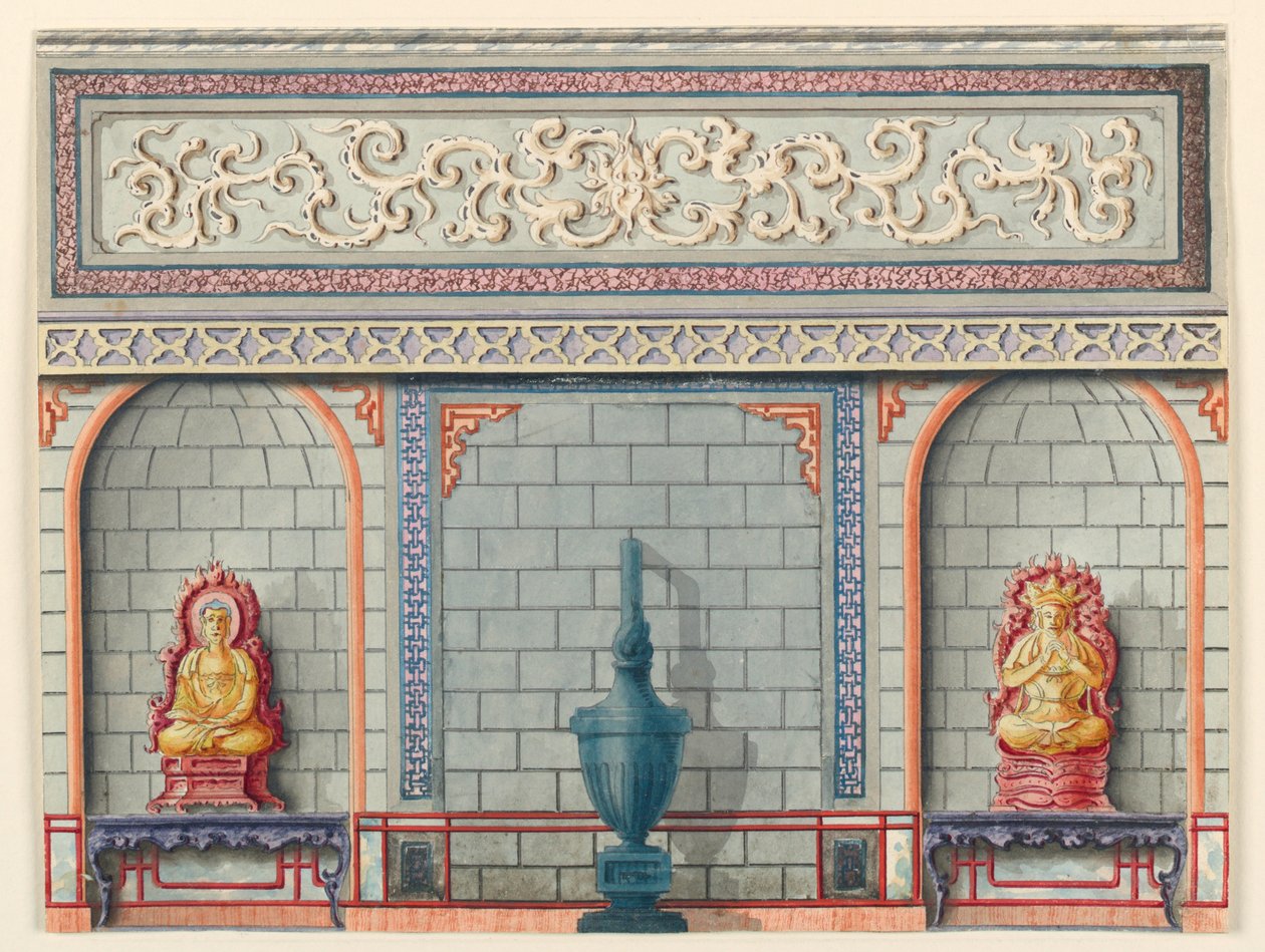 Ontwerp voor de entreehal, de oostmuur, het Koninklijk Paviljoen door Unknown