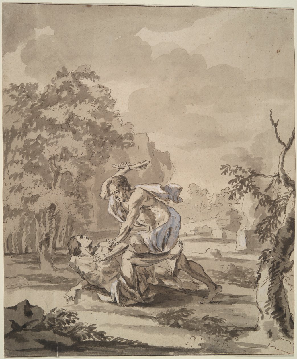 Kaïn doodt Abel door Unknown