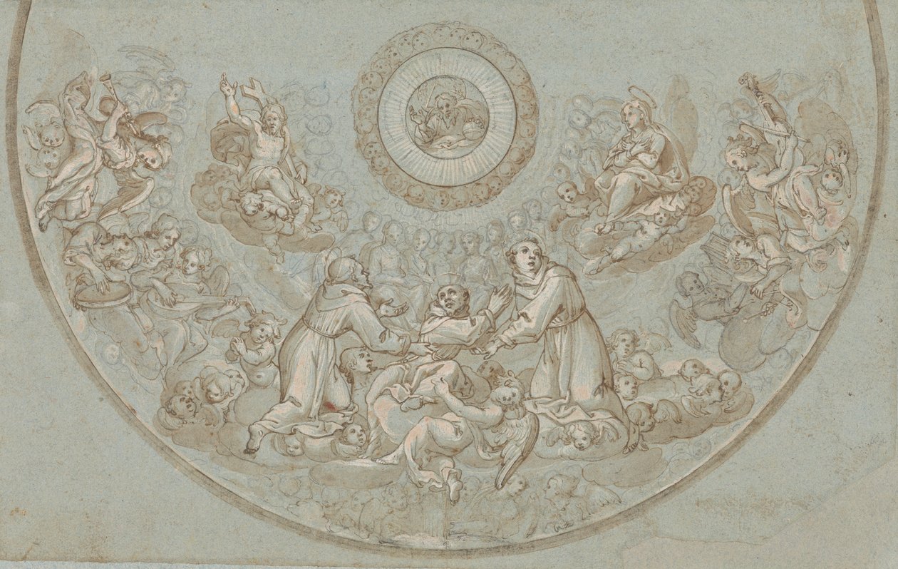 Ontwerp voor een apsis met franciscaanse monniken en groepen engelen door Unknown