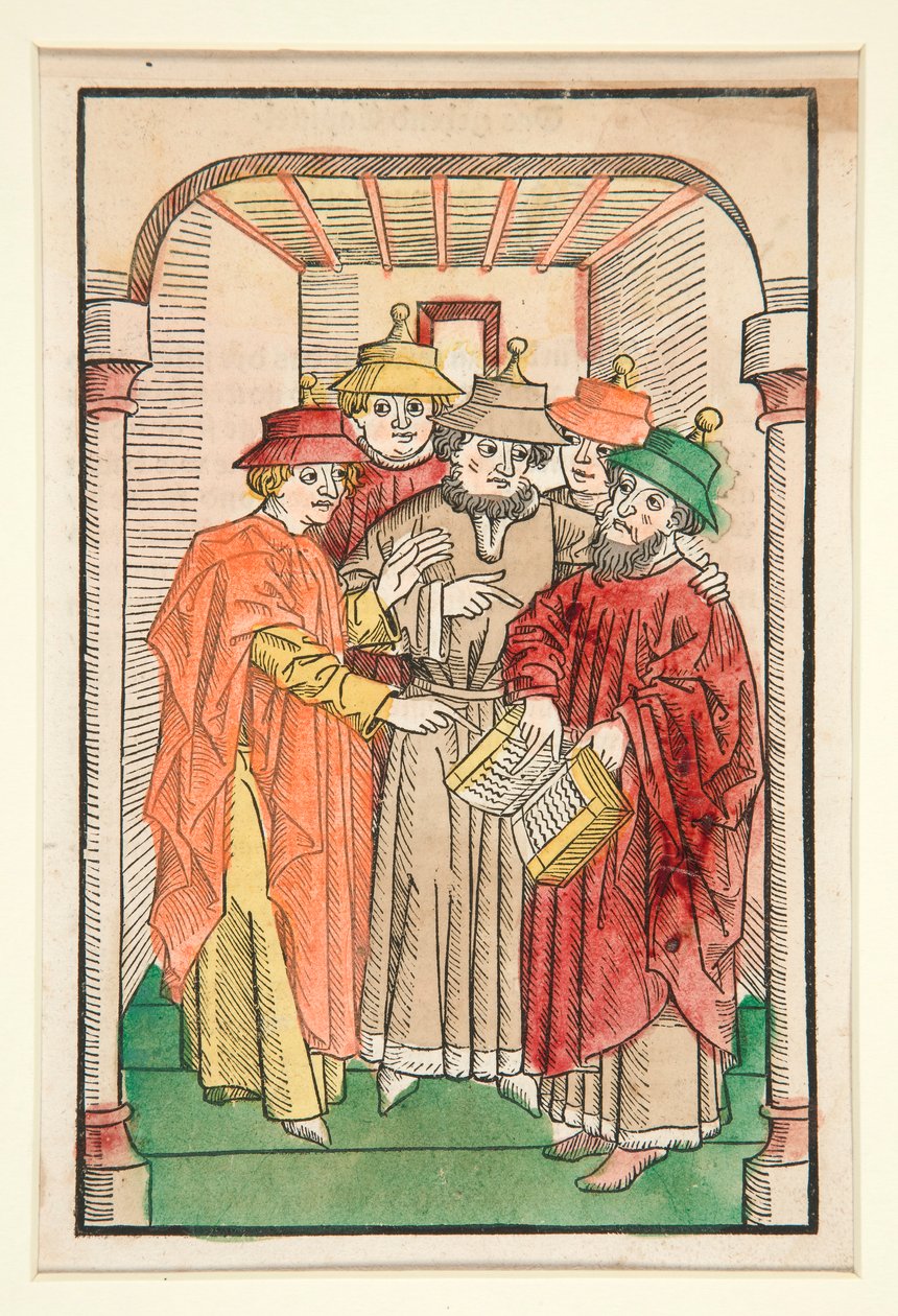 Vijf Joodse Geleerden, illustratie uit Der Seelen-Wurzgarten door Unknown