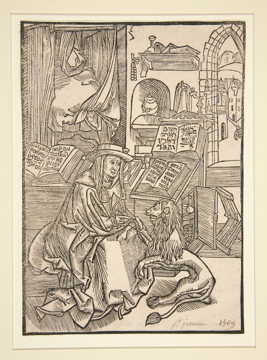 Sint Hiëronymus haalt de doorn uit de leeuw door Unknown