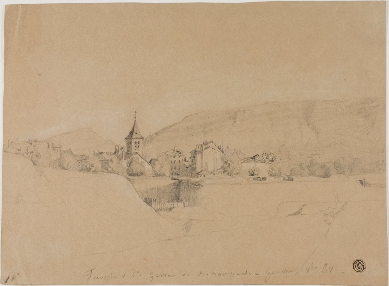 De kerk van Saint-Gervais gezien vanaf de wallen in Genève door Unknown