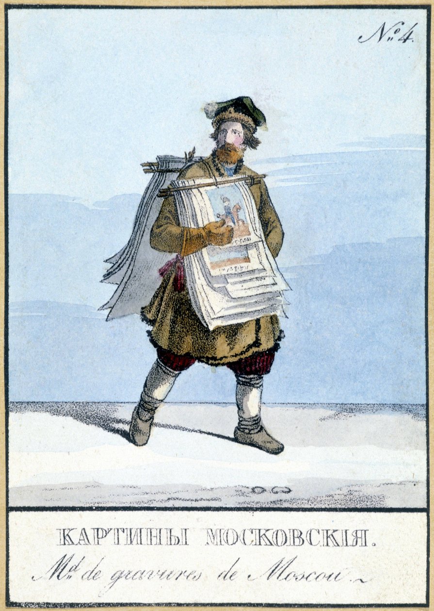 19e-eeuwse Moskouse gravurehandelaar. 19e-eeuwse illustratie door Unknown artist