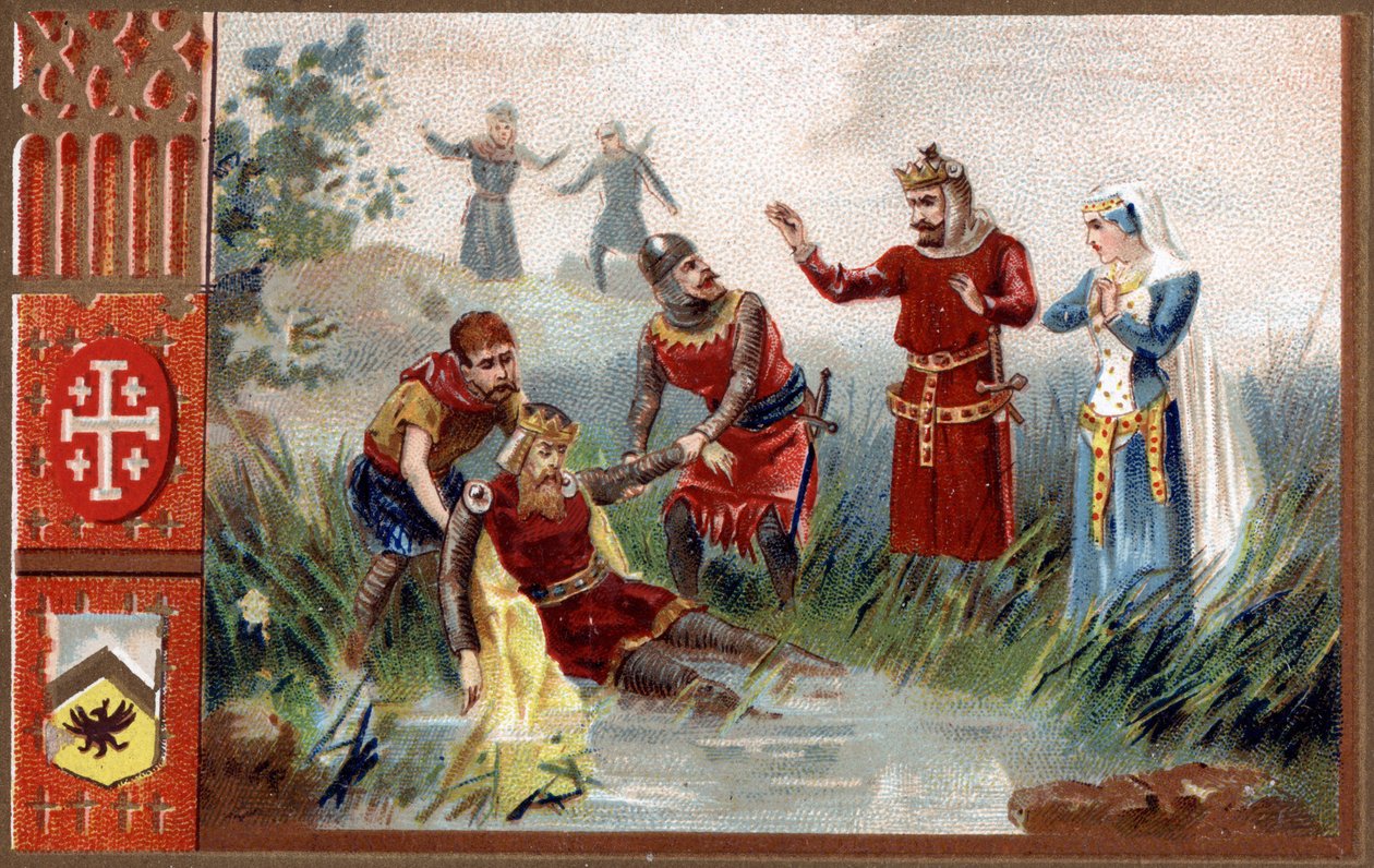 3e kruistocht: Ontdekking van het lichaam van keizer Frederik Barbarossa (Duitse Romeinse keizer) in de rivier de Selef in 1190 door Unknown artist