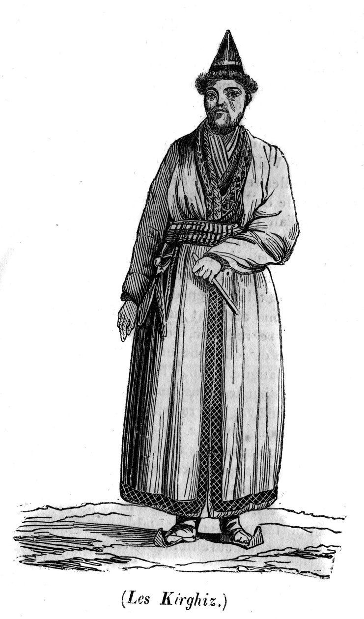 Een Kirgiziër in de 19e eeuw. Turkse volkeren die sinds de oudheid in de midden-Yenissei-vallei leefden (Kirgizië) door Unknown artist