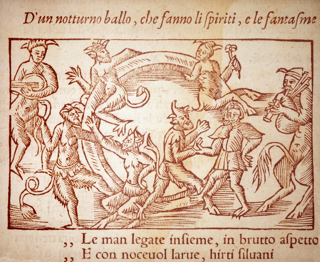 Een sabbat, gravure door Olaus Magnus (1490-1557), Zweedse religieuze en geograaf, in 