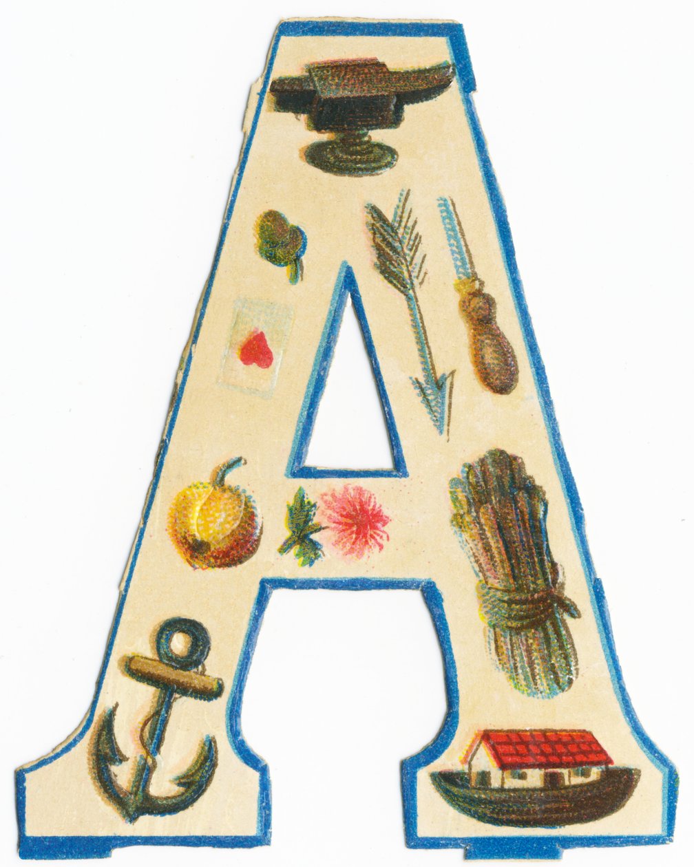 A: aambeeld, artisjok, pijl, aas van harten, priem, appel, aster, anker, boog van Noach, asperges door Unknown artist