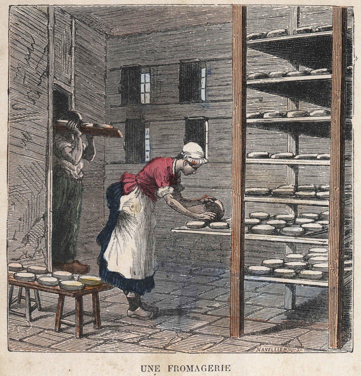 Een kaasfabriek. 19e-eeuwse illustratie. Bianchetti Collectie door Unknown artist