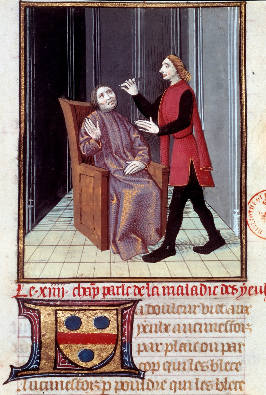 Een arts opereert het oog van zijn patiënt door Unknown artist