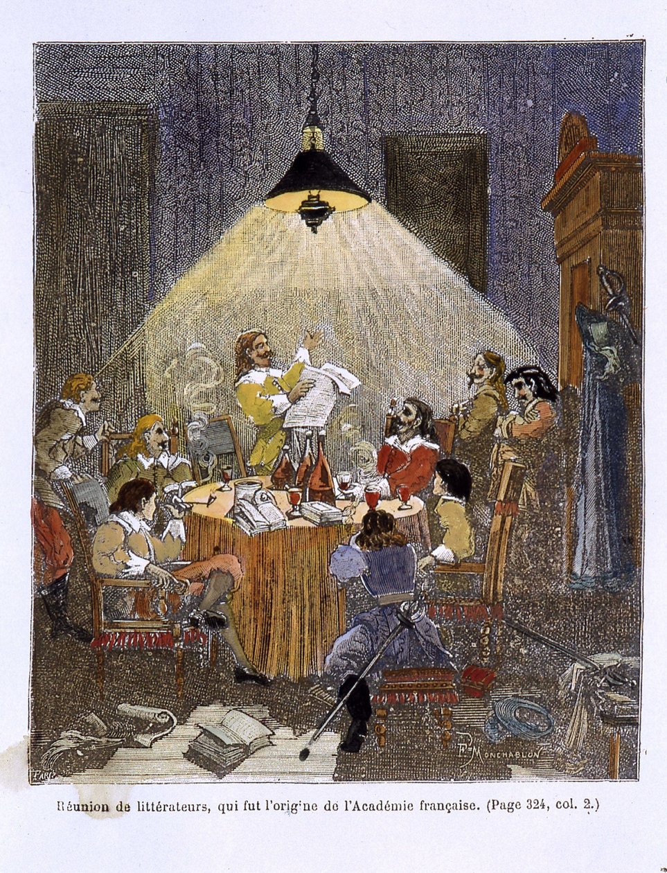 Een bijeenkomst van literatoren, die de oorsprong was van de Franse Academie door Unknown artist