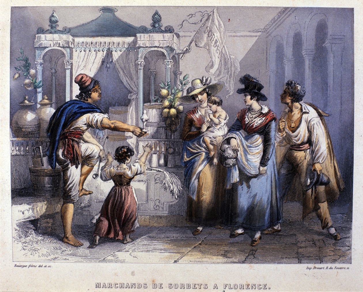 Een sorbetverkoper in Florence. Lithografie rond 1820 door Unknown artist
