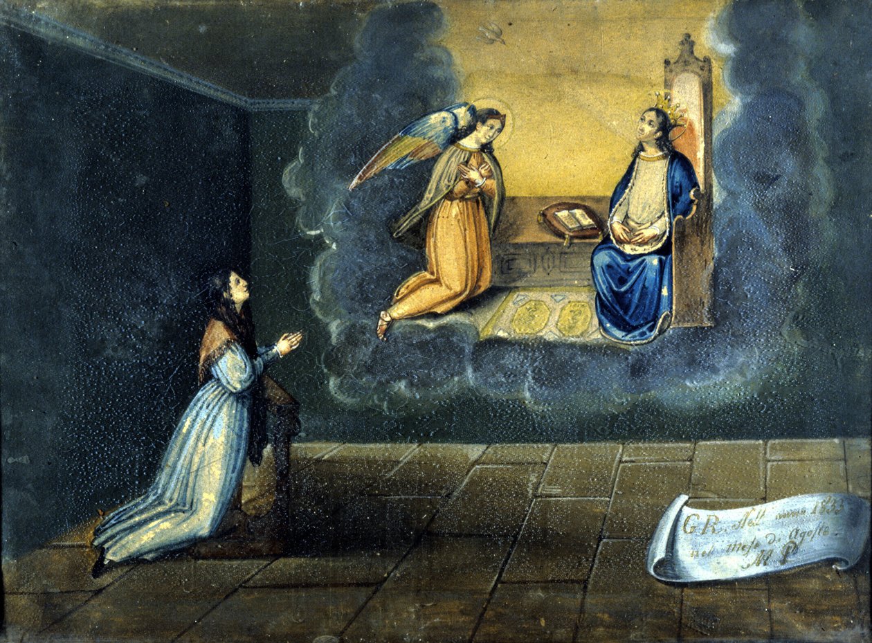 Een jonge vrouw bidt. Ex voto uit het heiligdom van de Madonna delle Grazie de Monza. 1833 door Unknown artist