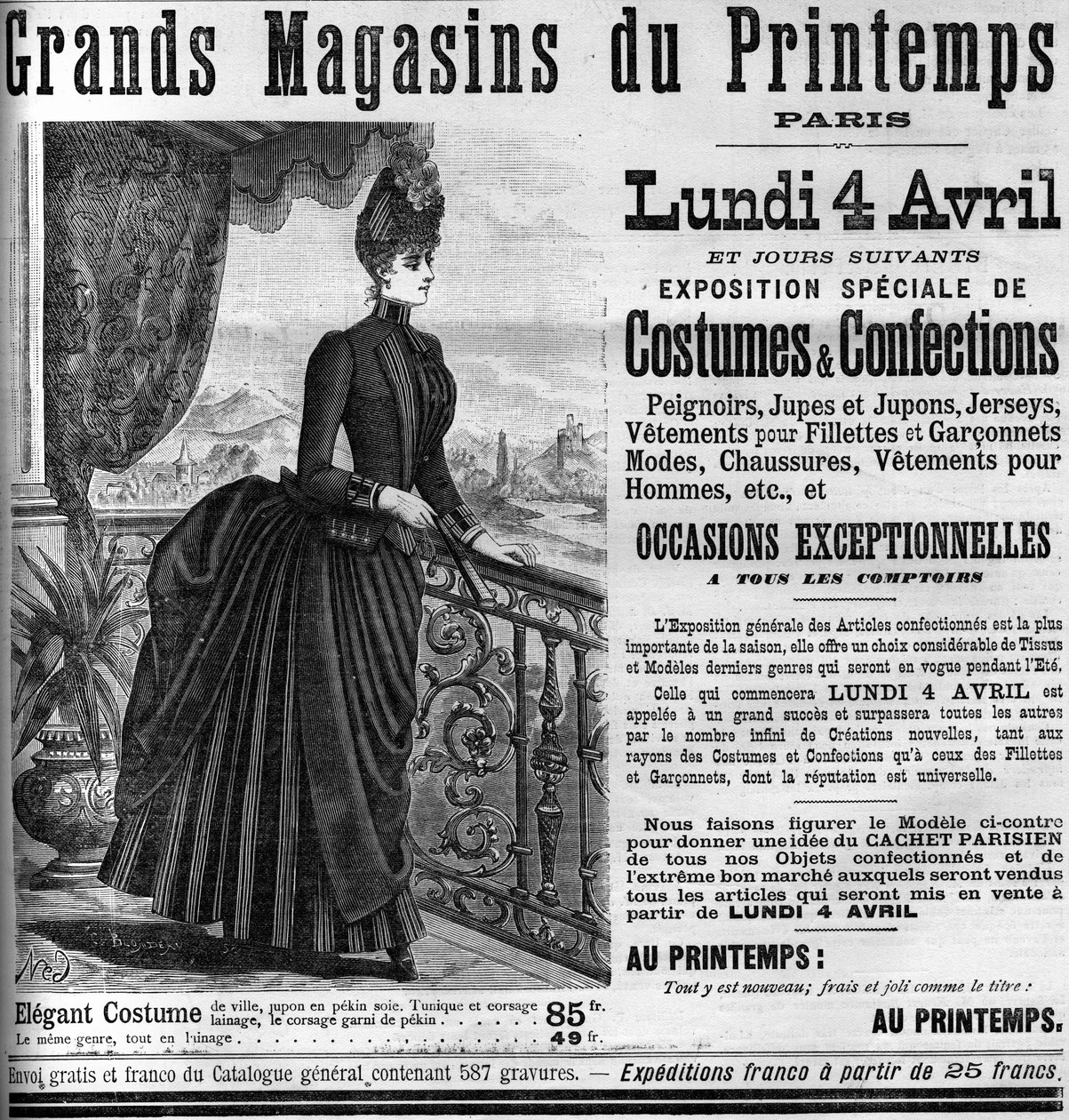 Reclame voor de warenhuizen van Printemps in Parijs, in le Monde Illustré 1887. door Unknown artist