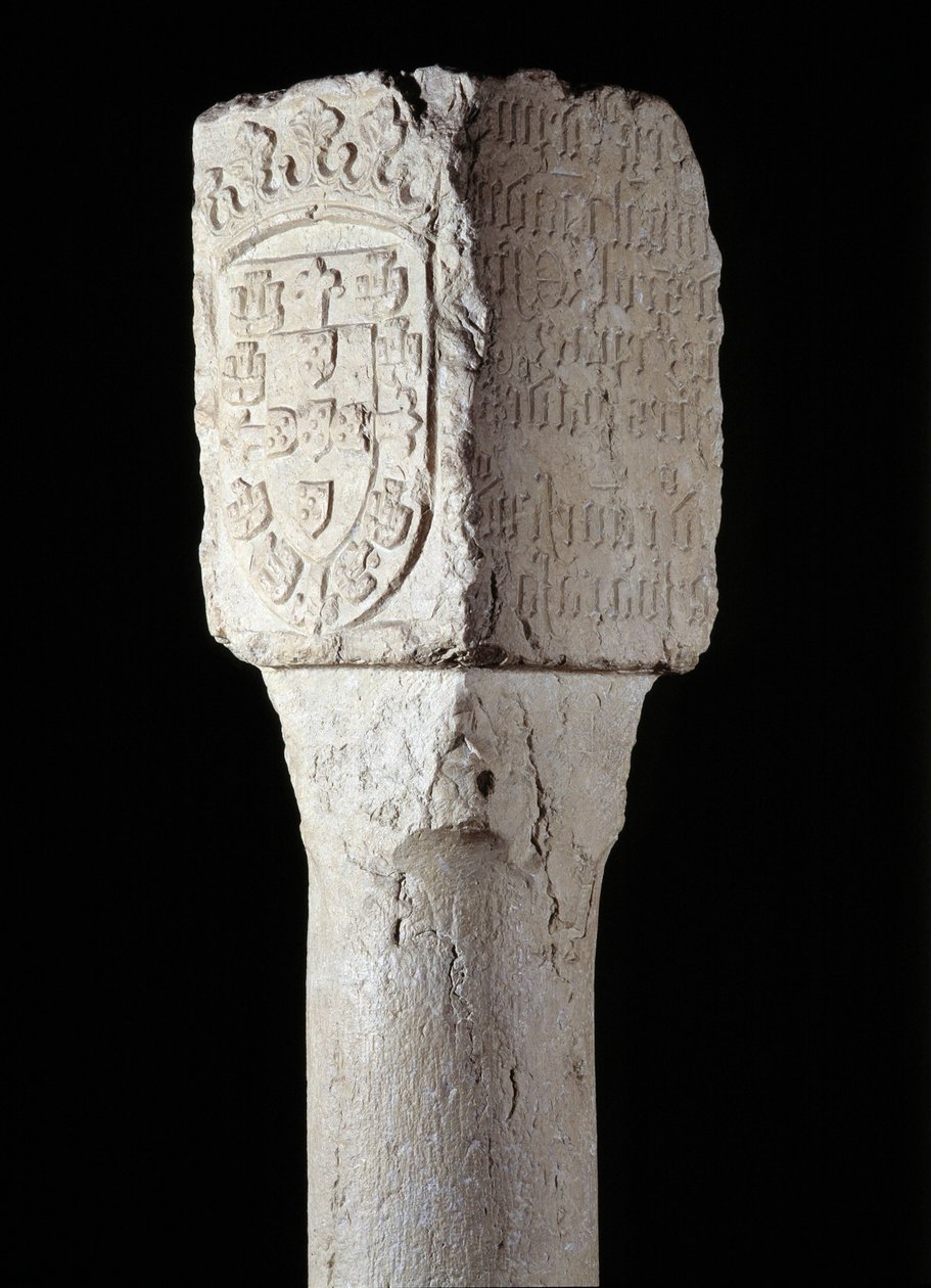 Afrikaanse kunst: detail van een pilaar van bezit bekend als Sint Augustinus opgericht door de Portugese ontdekkingsreiziger Diogo Cao (of Diego Cam) in Zuid-Angola. 1486. Lissabon, Nationaal Museum van Oude Kunst door Unknown artist