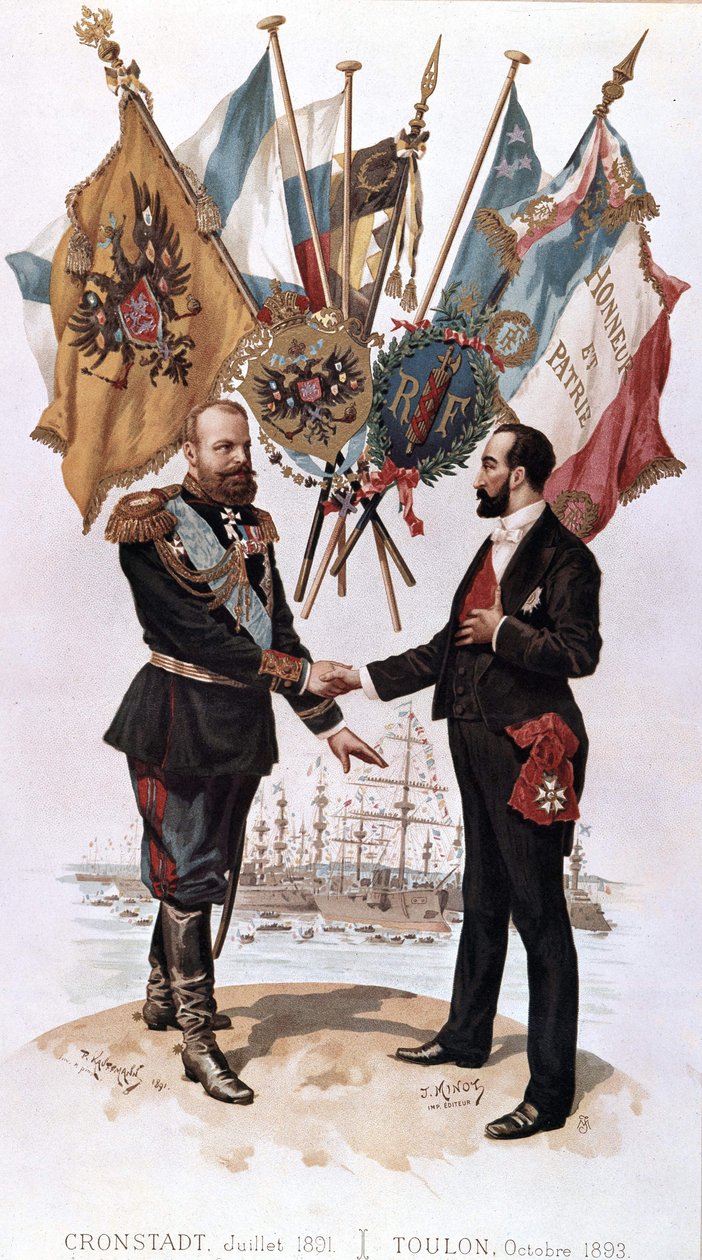 Alexander III bij de ondertekening van het Frans-Russische handelsakkoord (Kronstadt 1891 - Toulon 1893), Bianchetti-collectie door Unknown artist