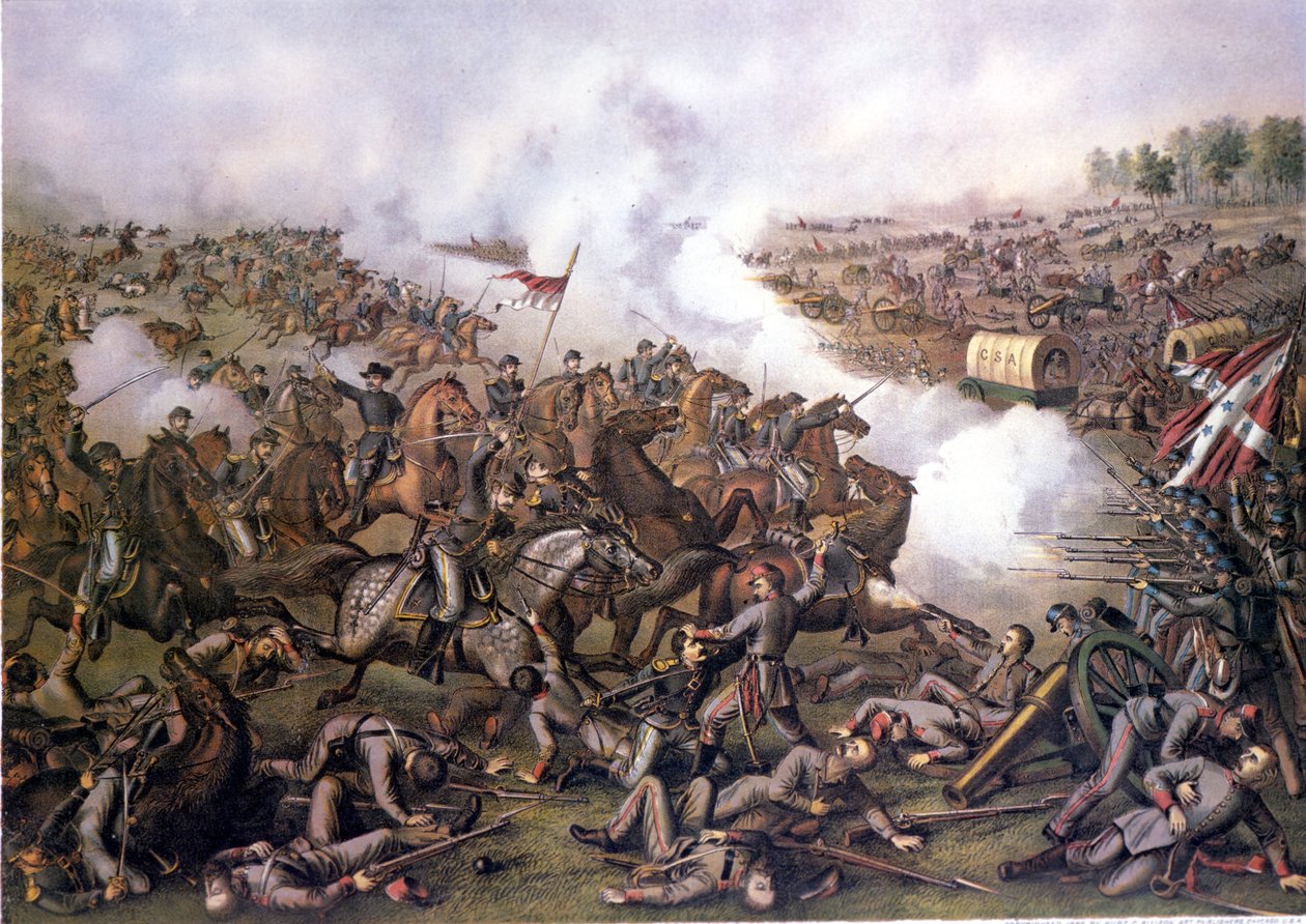 Amerikaanse Burgeroorlog (1861 - 1865): Slag bij Five Forks (Virginia) 1 april door Unknown artist