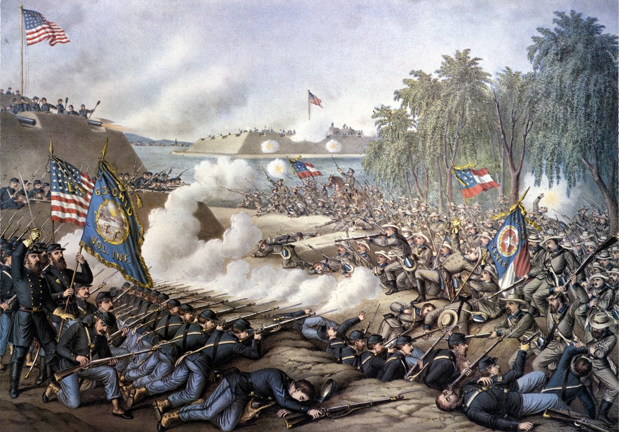 Amerikaanse Burgeroorlog (1861 - 1865): Eerste Slag bij Corinth (Mississippi) 29 april - 10 juni door Unknown artist