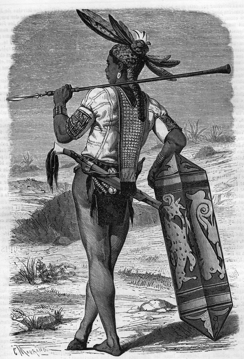 Een inheemse Dayak inwoner van Sarawak, Maleisië in de 19e eeuw in het 
