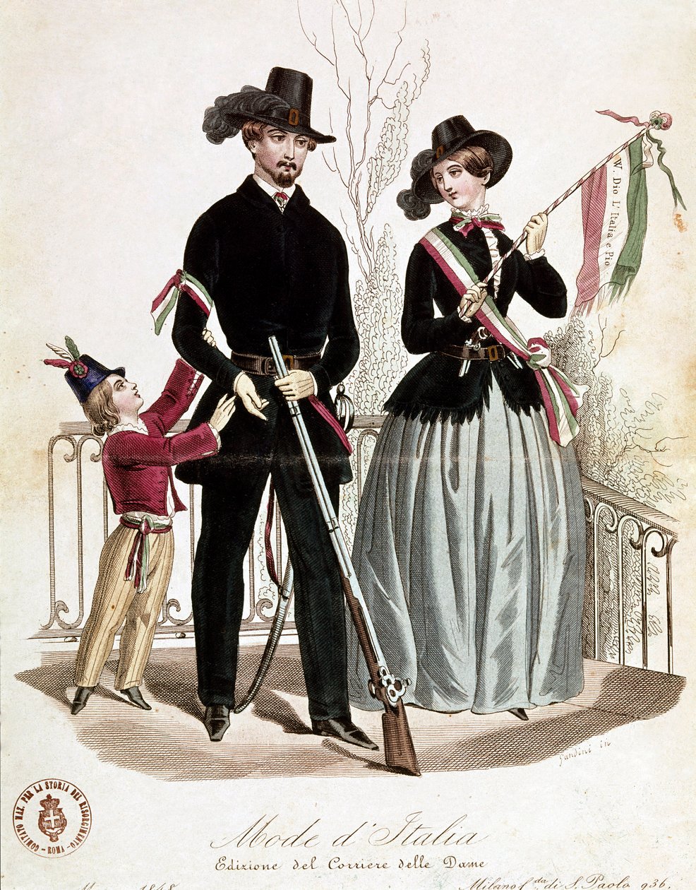 Een elegante patriottische familie ten tijde van het Risorgimento door Unknown artist