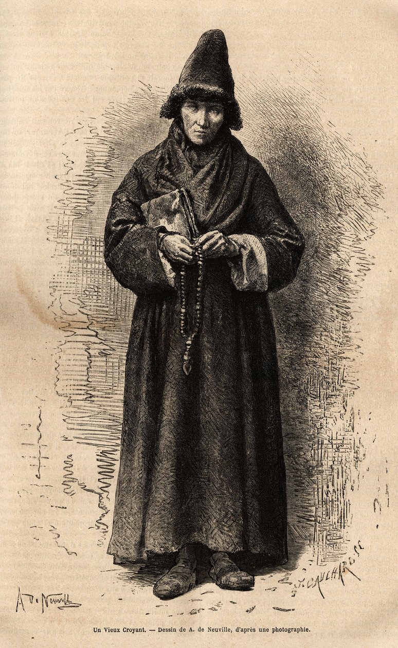 Een oude gelovige, behorend tot de Russische Volkskerk (en de Orthodoxe Kerk verwerpend), vertegenwoordigt een van de talloze culten die zich op het grondgebied hebben ontwikkeld, gebruikmakend van dit religieuze voorwendsel om hun diepe politieke onenighe door Unknown artist