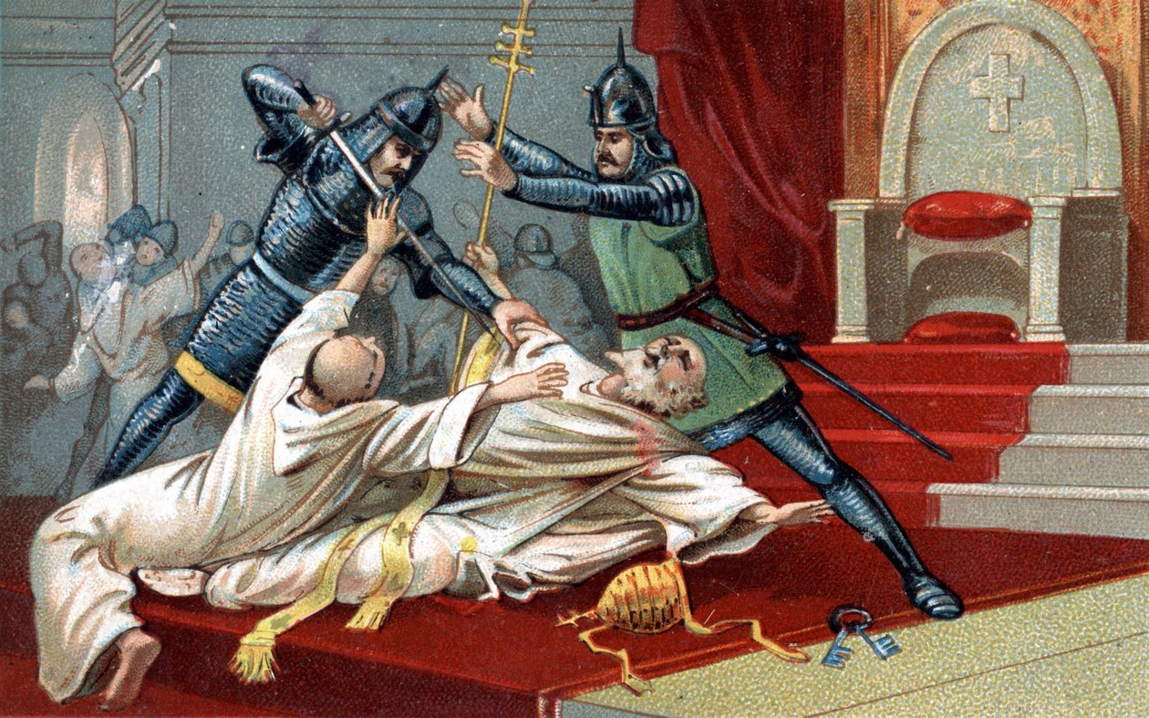 Bombardement van Anagni. Nuttige hulp van Willem van Nogaret, gestuurd door de koning van Frankrijk Filips IV de Schone; op 8 september 1303 stopte hij paus Bonifatius VIII in Anagni (Benedetto Caetani genaamd Bonifatius VIII) door Unknown artist