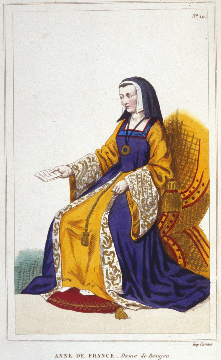 Anne de Beaujeu of Anne van Frankrijk, Franse prinses (1460-1522). Oudste dochter van de dauphin Lodewijk, de toekomstige Lodewijk XI, zij regeerde met de hulp van haar echtgenoot, Pierre de Beaujeu, luitenant-generaal van het koninkrijk, aan wie Lodewijk  door Unknown artist