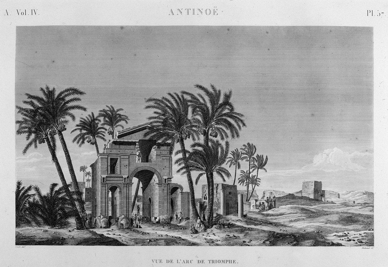 Antinoë: zicht op de Arc de Triomphe in 