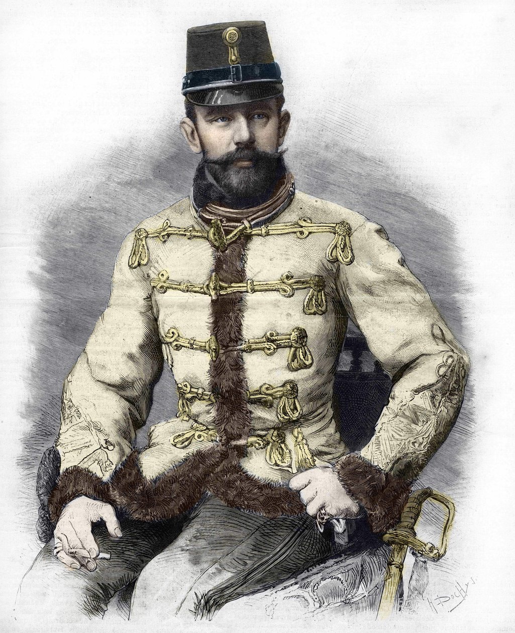 Aartshertog Rodolph van Habsburg (1858-1889), Kroonprins van Oostenrijk. Gravure uit 1889 door Unknown artist
