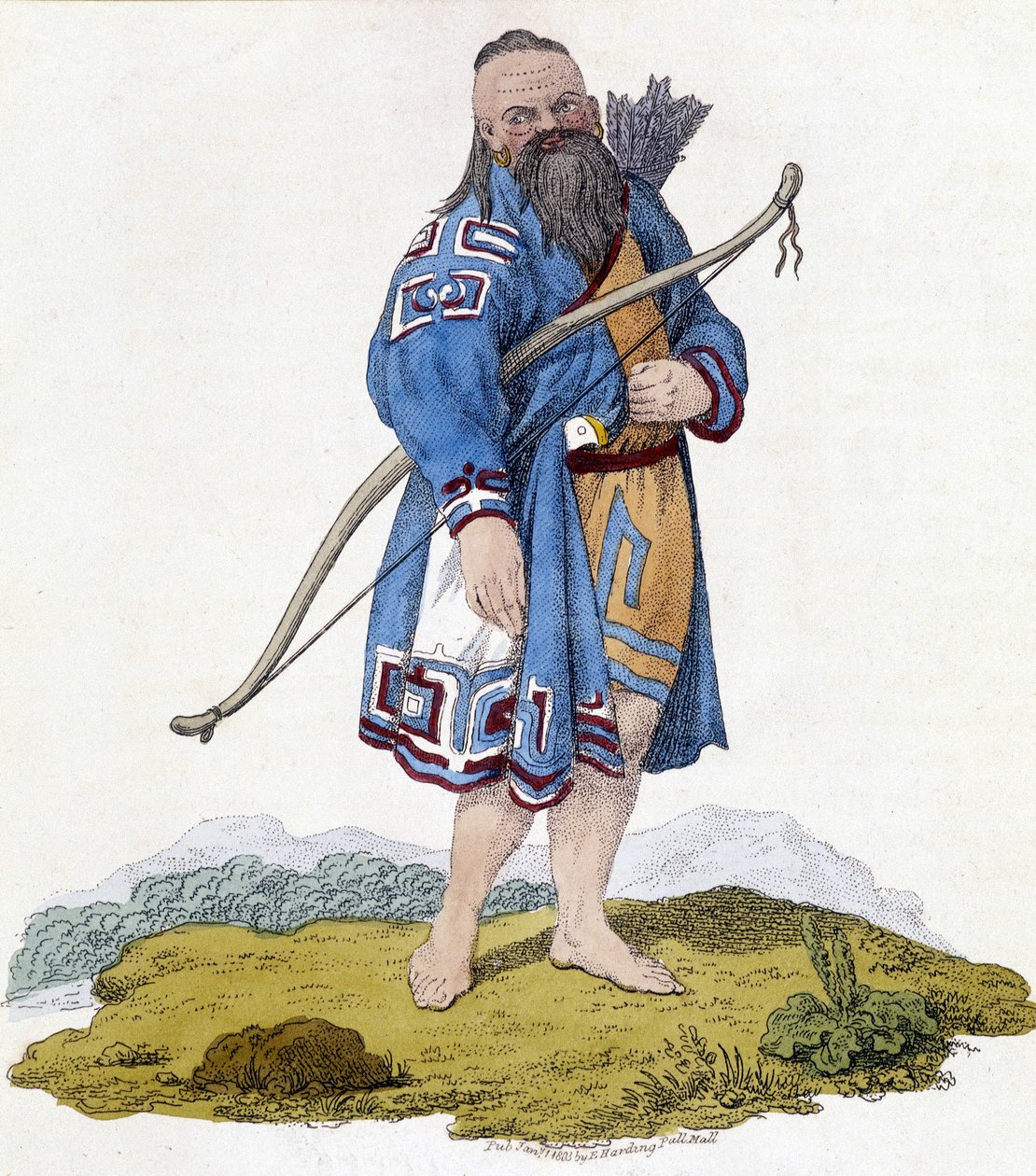 Boogschutter van een Russische bevolking. Illustratie uit 1803. door Unknown artist