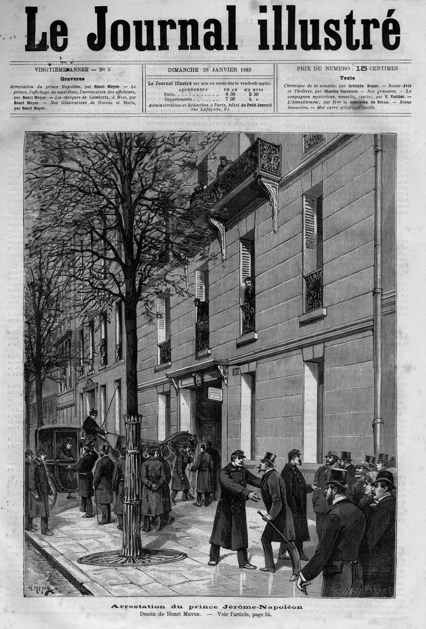 Arrestatie in 1883 van Jérôme Bonaparte alias Plon-Plon (1822-1891) (Napoleon-Jérôme Bonaparte of prins Jérôme Napoleon), zoon van Jérôme Bonaparte (1784-1860) - omslag van 