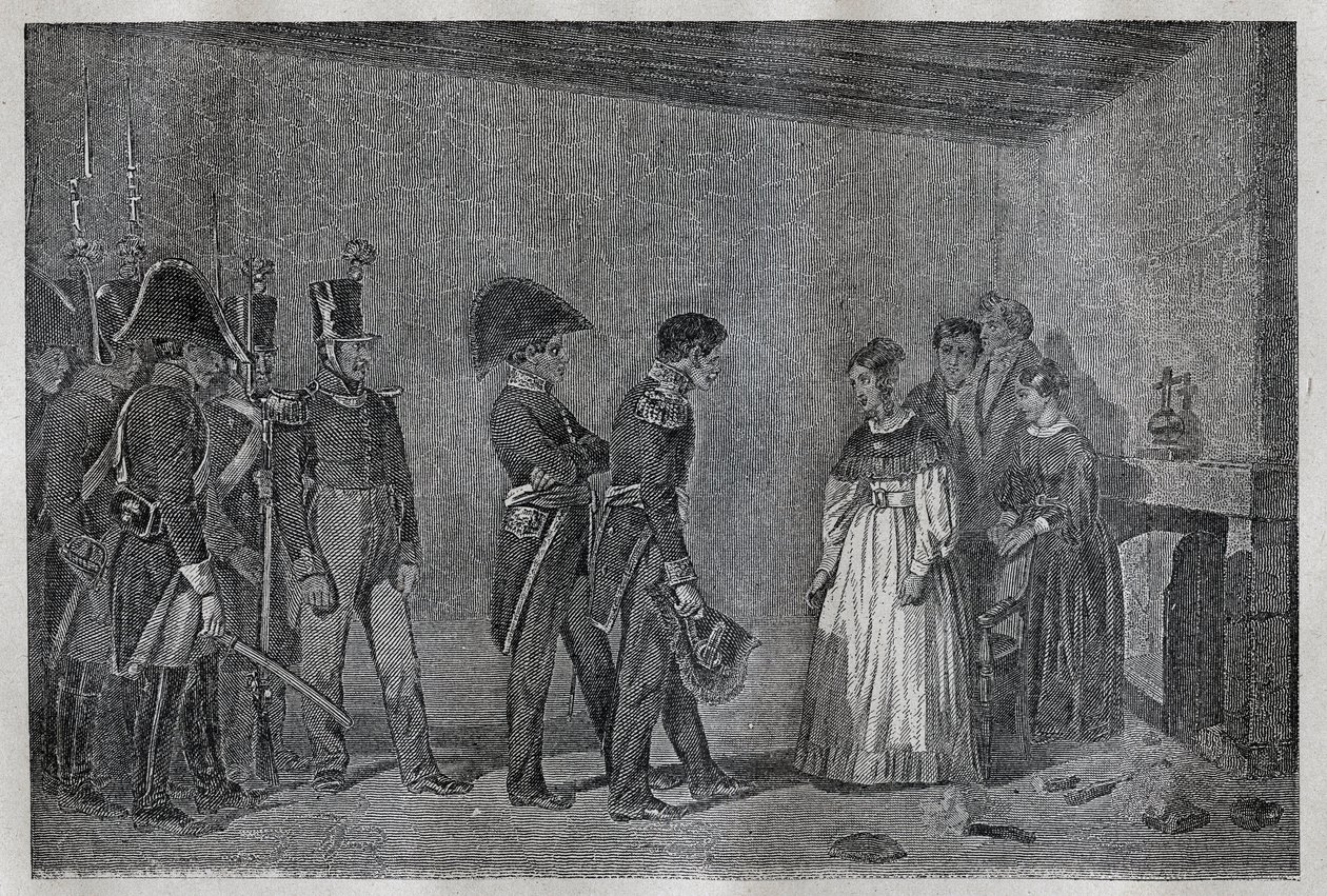 Arrestatie van hertogin van Berry (1798-1870 Marie-Caroline de Bourbon-Sicilië) in Nantes op 7 november door Unknown artist