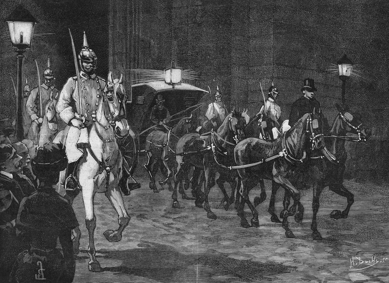 Aankomst van de overblijfselen van Aartshertog Rodolph van Habsburg (1858 - 1889), Kroonprins van Oostenrijk. door Unknown artist