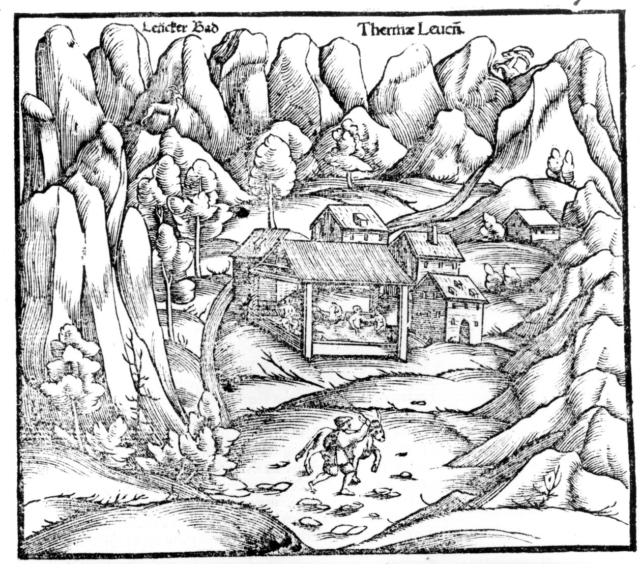Baden van Baden (Oostenrijk), gravure 16e eeuw door Unknown artist