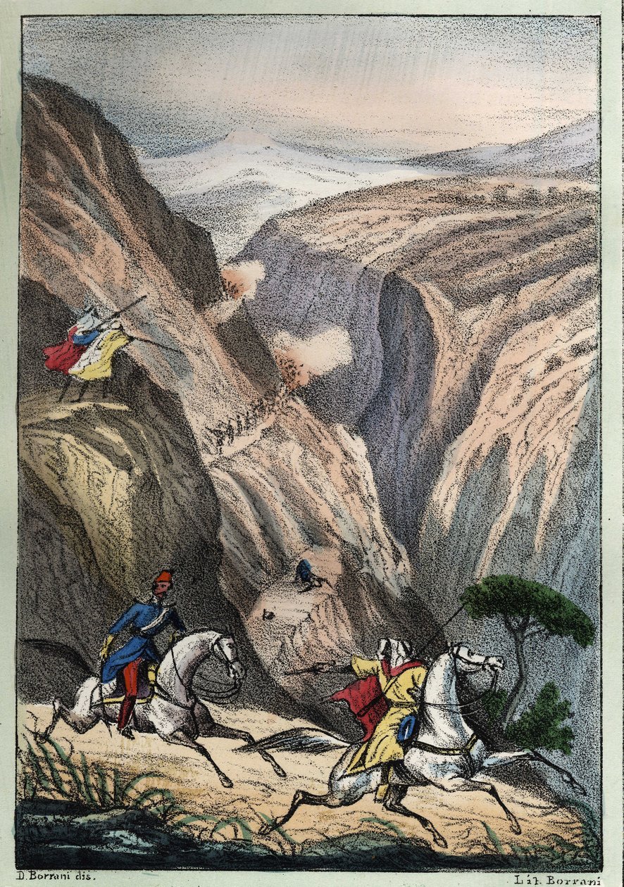 Slag bij de Teniah van Mouzaïa, bij de bergpas van de Atlas tussen Franse troepen en Arabische weerstand door Unknown artist