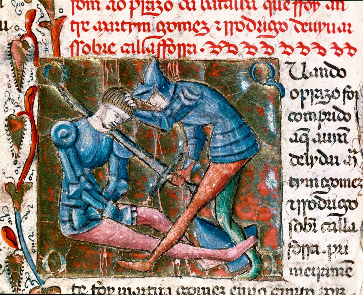 Slag tussen Rodrigo Diaz de Vivar genaamd El Cid (1043-1099) en Martin Gomez door Unknown artist