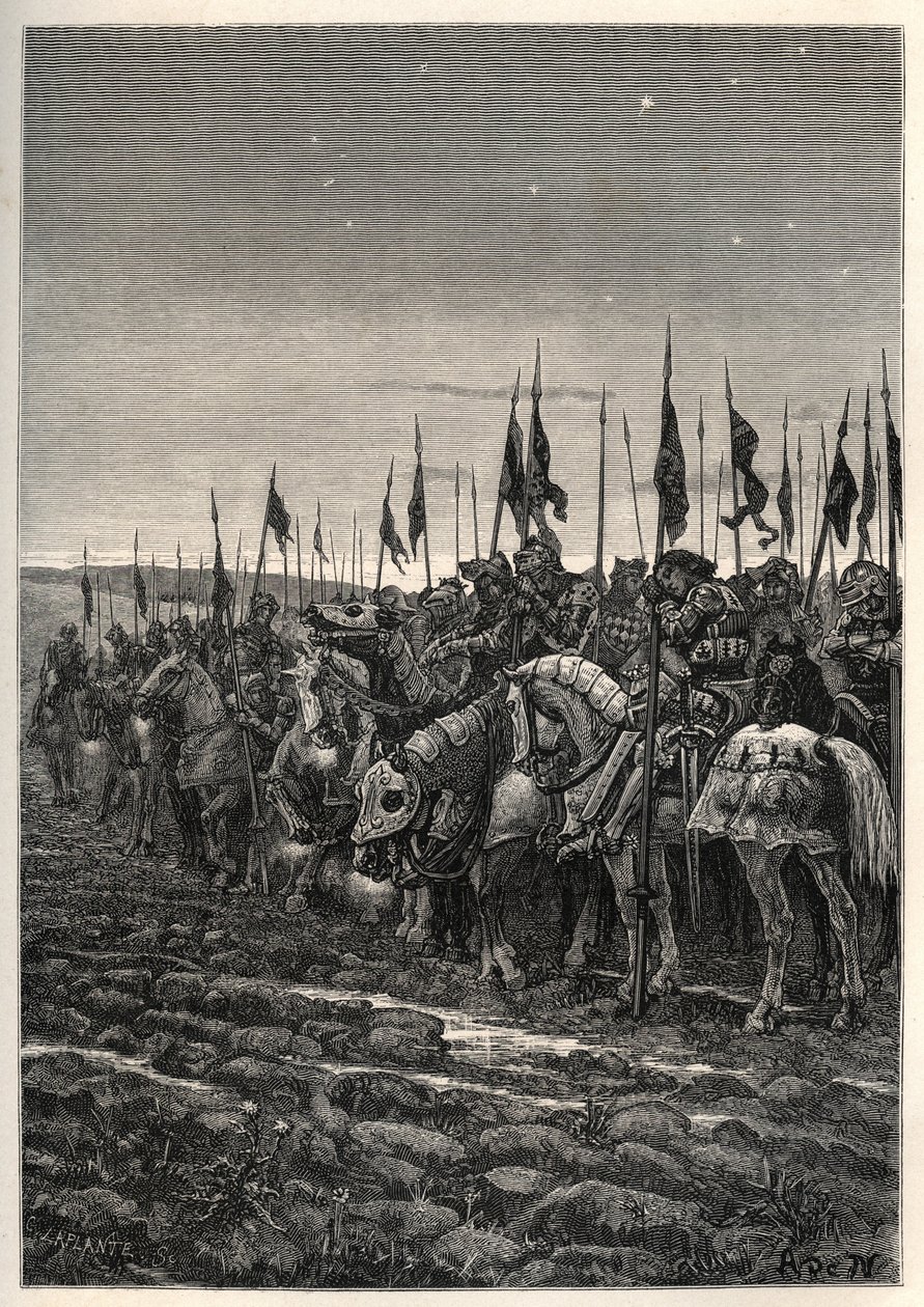 Voor de slag bij Azincourt - Honderdjarige Oorlog: Slag bij Azincourt (Pas-de-Calais) 25 oktober. door Unknown artist