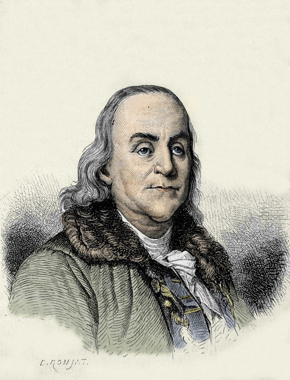 Benjamin Franklin (1706-1790), Amerikaanse filosoof, natuurkundige en ambassadeur. door Unknown artist