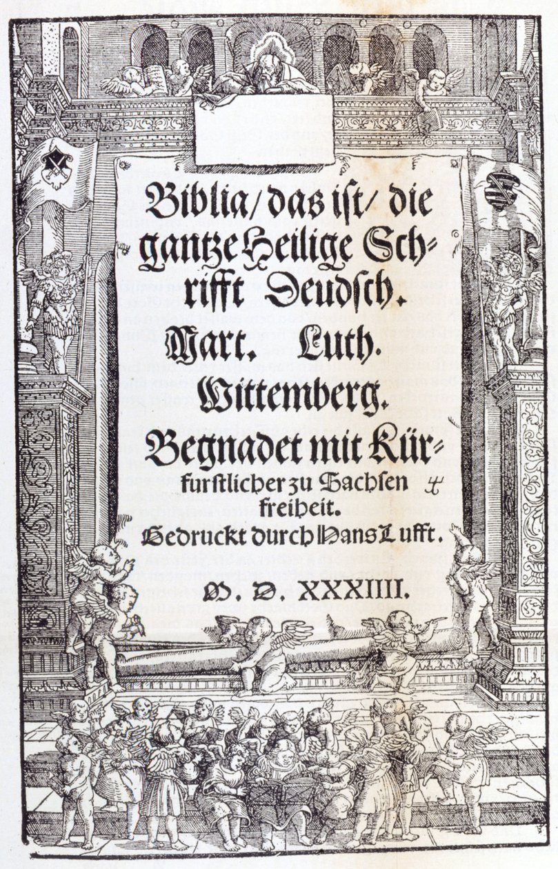 Bijbel van Luther. Frontispice door Unknown artist