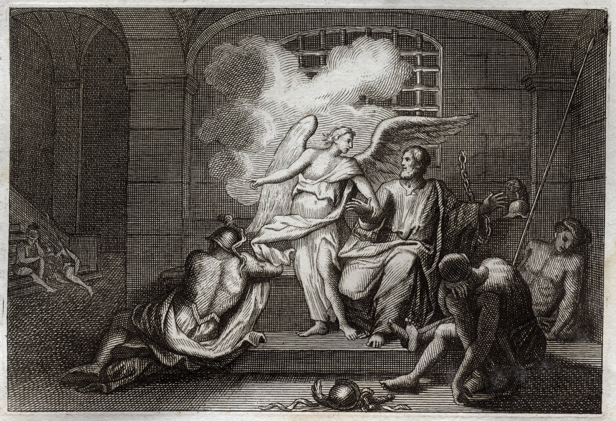 Bijbel van Royaumont, Nieuwe Testament: Sint Petrus bevrijd uit de gevangenis. Sint Petrus wordt 