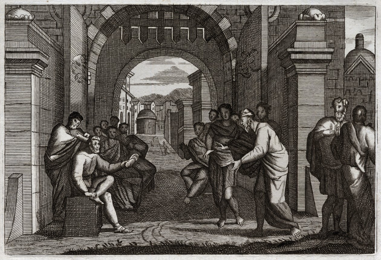 Royaumont Bijbel, Oude Testament: Boaz, naaste verwant van Ruth, vrouw volgens de wet. Illustratie uit 1811. door Unknown artist
