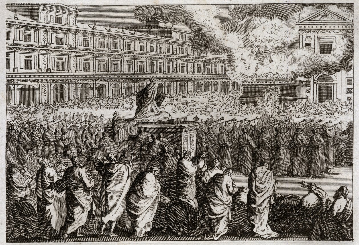 Bijbel van Royaumont, Oude Testament: Inwijding van de Tempel. Salomo brengt al zijn volk bijeen om met meer plechtigheid de inwijding van zijn Tempel te vieren. Illustratie uit 1811. door Unknown artist