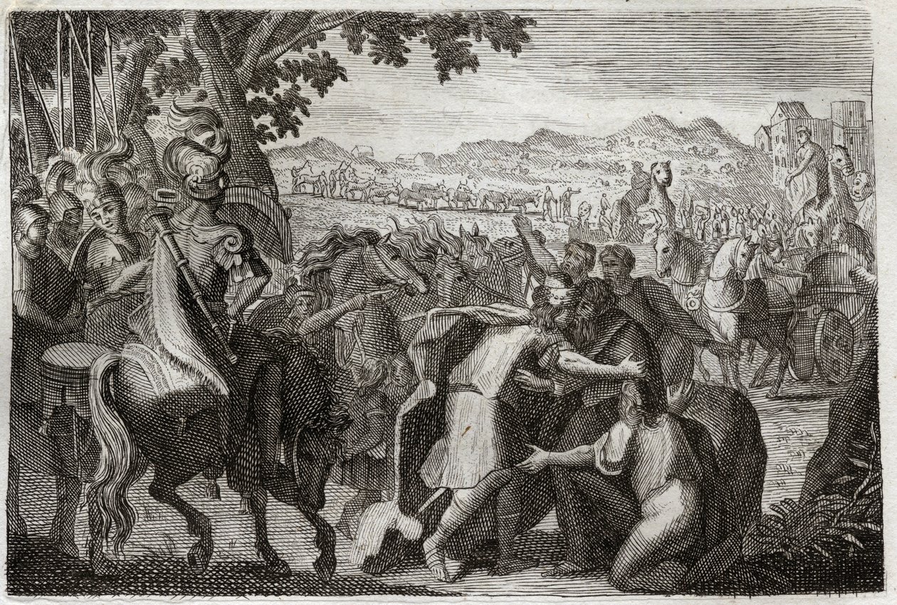 Royaumont Bijbel, Oude Testament: Jakob gaat naar Egypte. Jakob gaat Jozef zoeken met zijn hele familie. Illustratie uit 1811. door Unknown artist