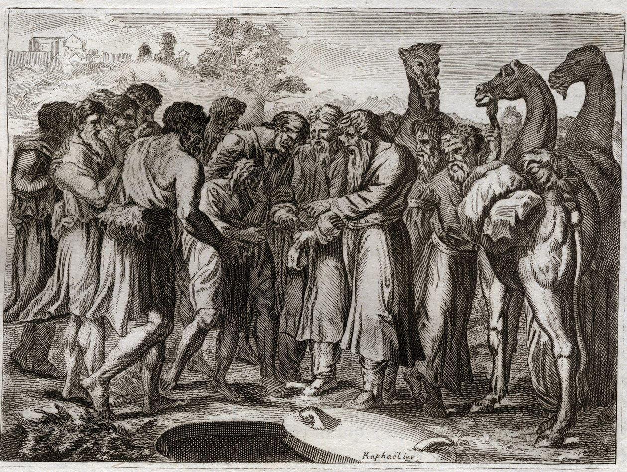 Bijbel van Royaumont, Oude Testament: Jozef verkocht door zijn broers. door Unknown artist