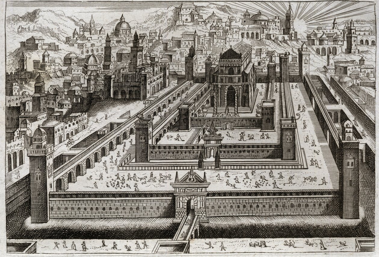 Bijbel van Royaumont, Oude Testament: Tempel van Salomo. Salomo bouwde de tempel in Jeruzalem. Illustratie uit 1811. door Unknown artist