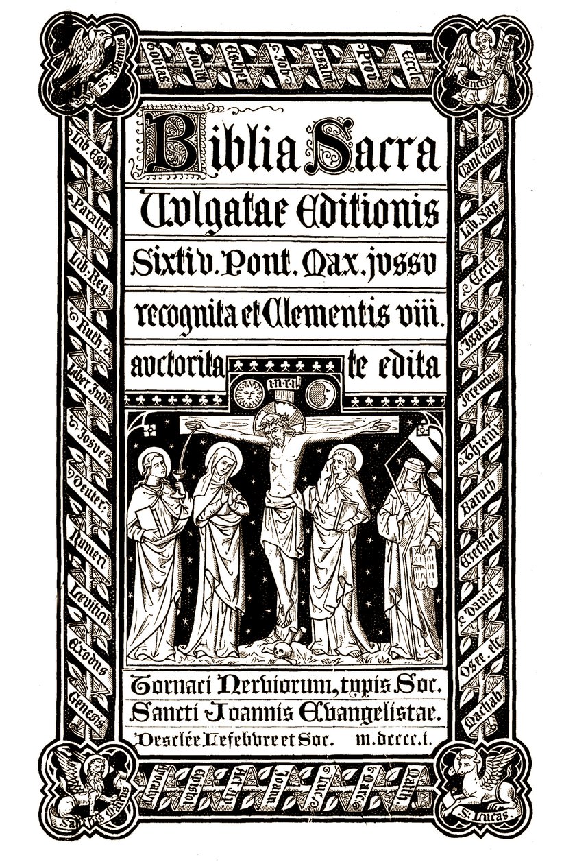 Biblia Sacra, Doornik 1881 - Biblia Sacra, Vulgatae Editionis, Sixit V. Pont. Max. Jussu recognita ed ed Clementis VIII auctorita door Unknown artist