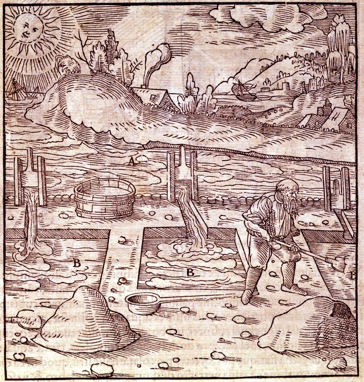 Bitumen oogsten. Georg Bauer Agricola