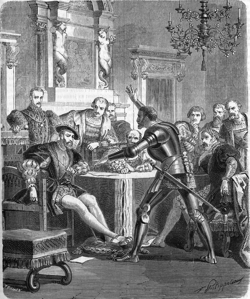 Blaise de Monluc (1502-1577), maarschalk van Frankrijk aan het hof van François I. Gravure uit de 19e eeuw. door Unknown artist