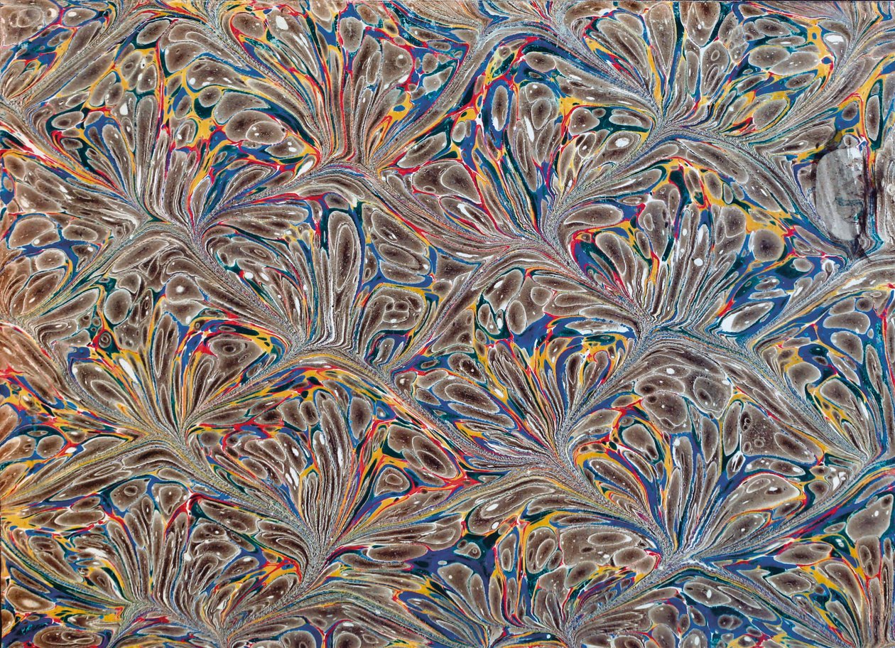 Decoratieve schutbladen Papier gemarmerd door Unknown Artist