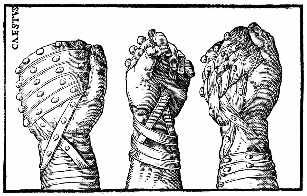 Bokshandschoenen voor Romeinse worstelaars - in 